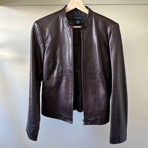 Vintage Ann Taylor leather jacket 90’s Y2K fitted zip up leather blazer